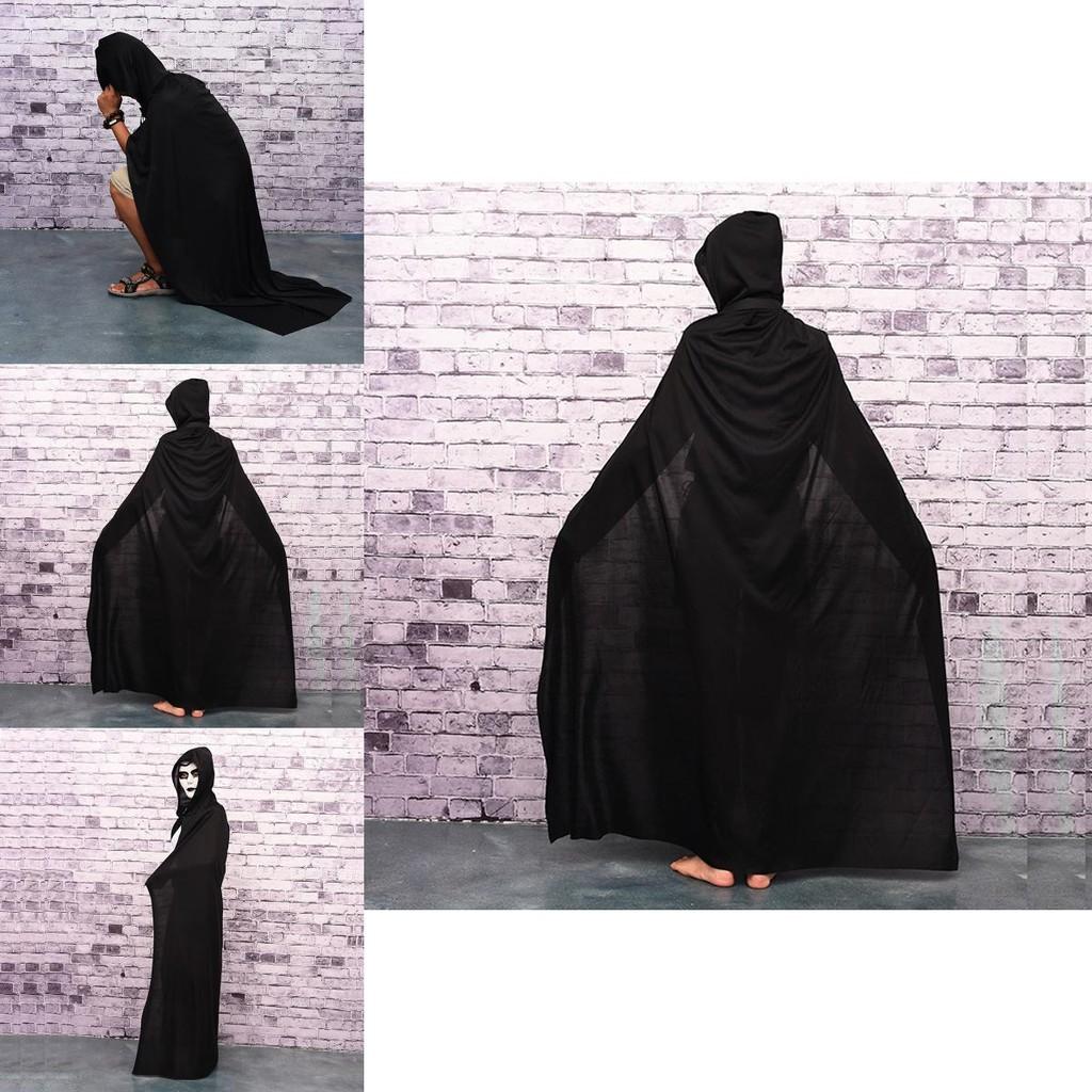 Halloween Cloak Cosplay Grim Reaper Vampire Witch Wizard Robe Party Adult Children Black Cloak Cape