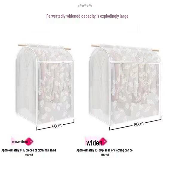 Transparent 3D Dust Cover Hanging Bag for Dresses and Coats - Non-woven Fabric Suit & Evening Gown Cover