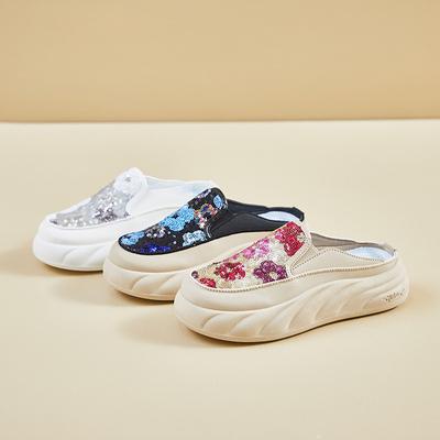 Damen Casual Backless Sneakers Loafers Schuhe Rutschfeste Plateauschuhe für Damen Wanderschuhe Pantoletten Sommer Leichte Strandsandalen