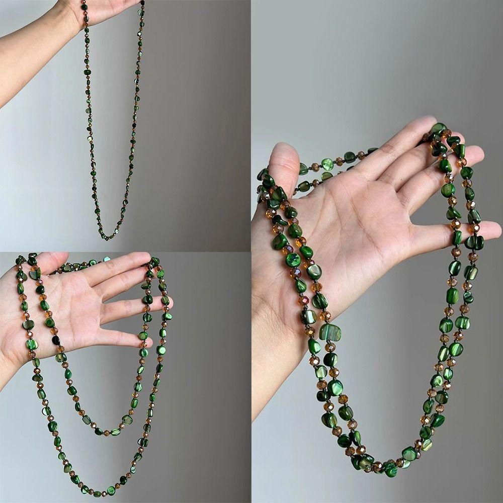 Bohemian Antique Necklace Colorful and Green Double Layers Necklace Long Necklace  Women Girls