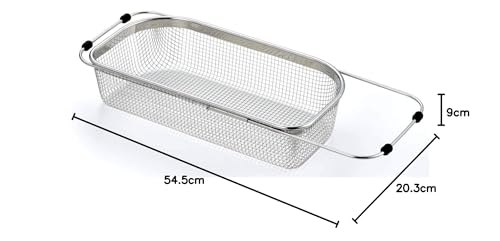 Nagao Tsubame-Sanjo Sink Dish Drainer, Extendable, 42.5-54.5cm Deep, 18-8 Stainless Steel, Made in Japan, SH-024