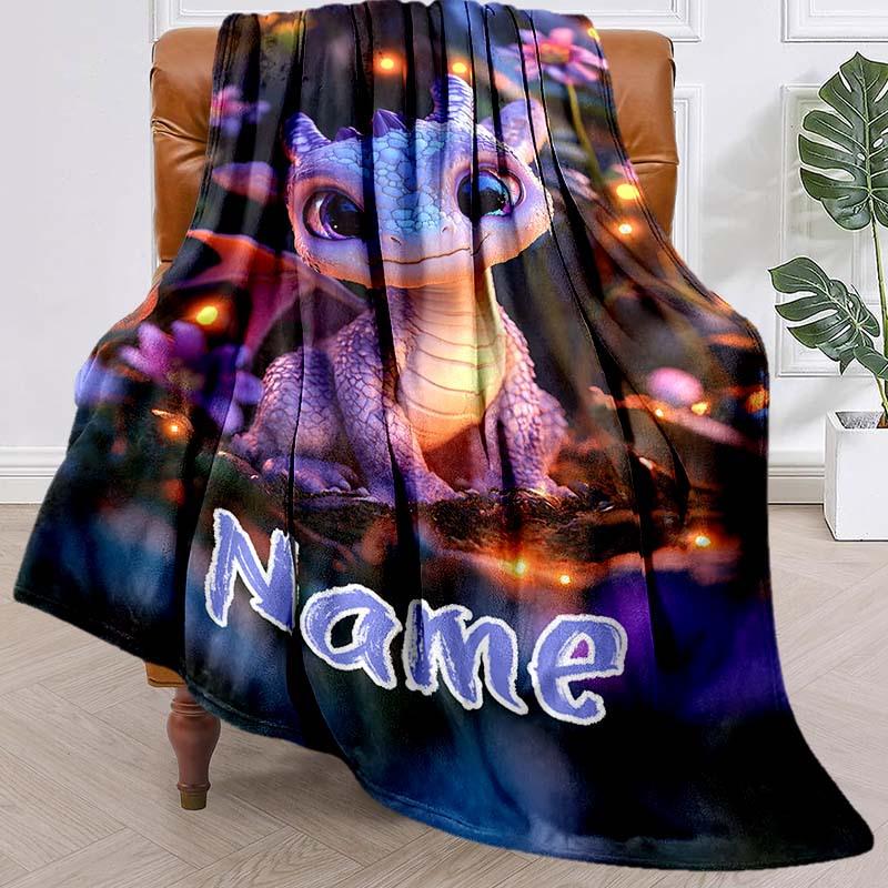 Mini Dragon Customize Your Name Blanket Used For Chair Office Sofa Bed Camping Soft And Warm Giving Friends And Relatives Birthday Graduation Gift