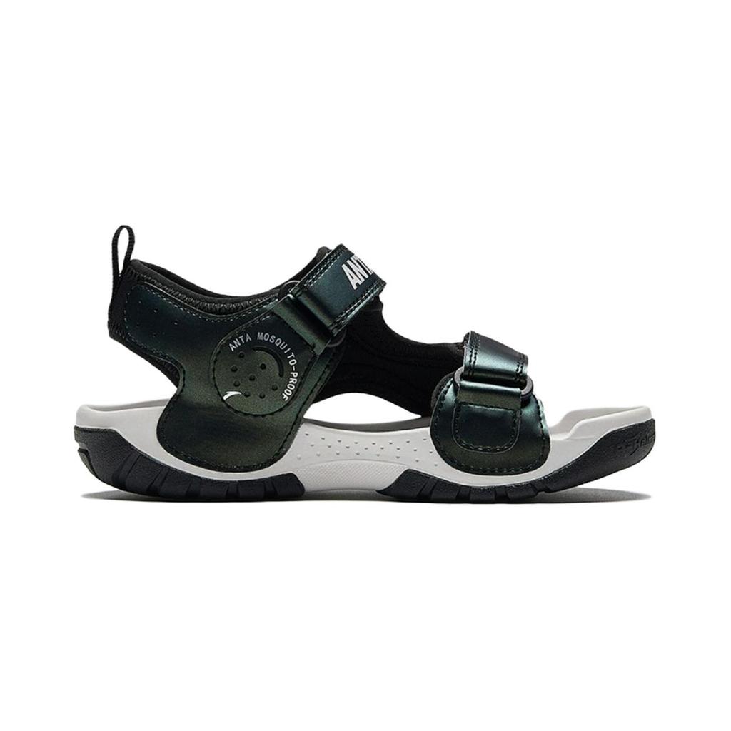 Anta Kids Trendy Simple Non-Slip Durable Sandals Kids Sandals Black Green White 312439972-4
