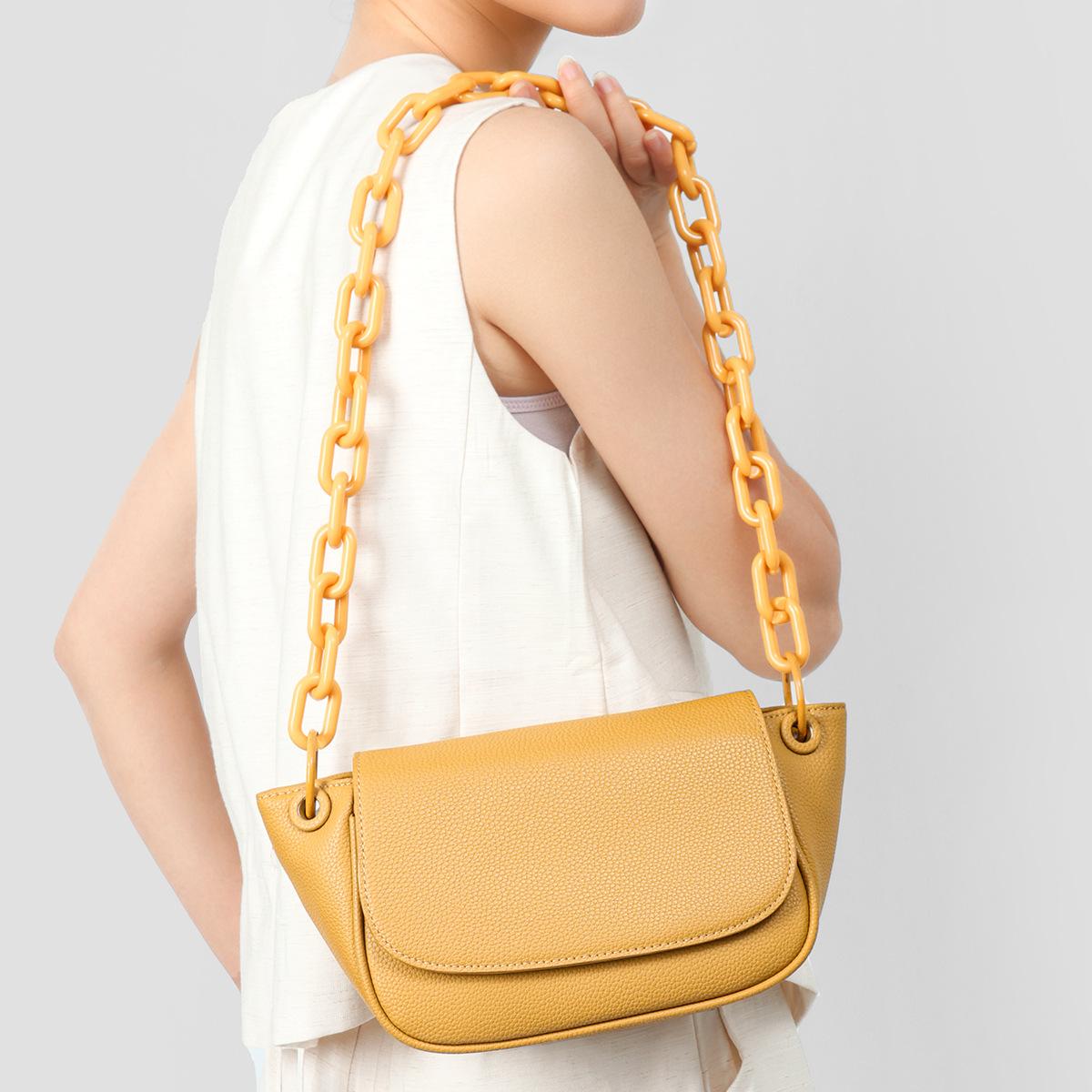 Niche Handbag for Women, Fashionable Handheld and Shoulder Bag, High-End Genuine Leather Vintage Underarm Bag for Women имбирный