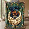 Rottweiler in Exotic Jungle Theme blanket Lightweight Warm Flannel Blanket Decorative Throw Blanket for Home Decoration