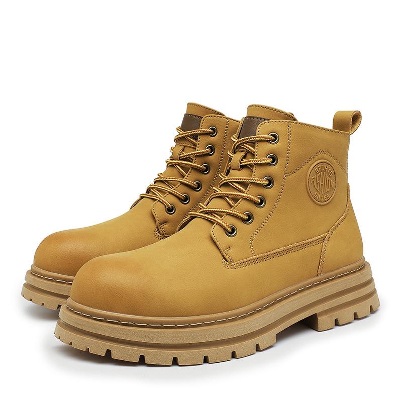 New Cool Men Women Cow Leather Boots Street High Top Casual Shoes Warm Plush Ankle Boots