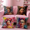 Housse de coussin Art Peinture F-Fridas Peluche Courte Douce Impression Double Face Décoration Intérieure Housse de Coussin Lavable en Machine Cadeau