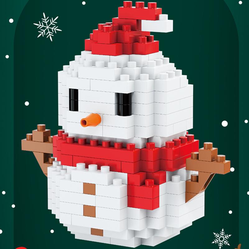 DIY Christmas Tree Elk Deer Santa Claus Train Decorations Architecture Socks Street View Xmas Snow House Building Block Kit Toy