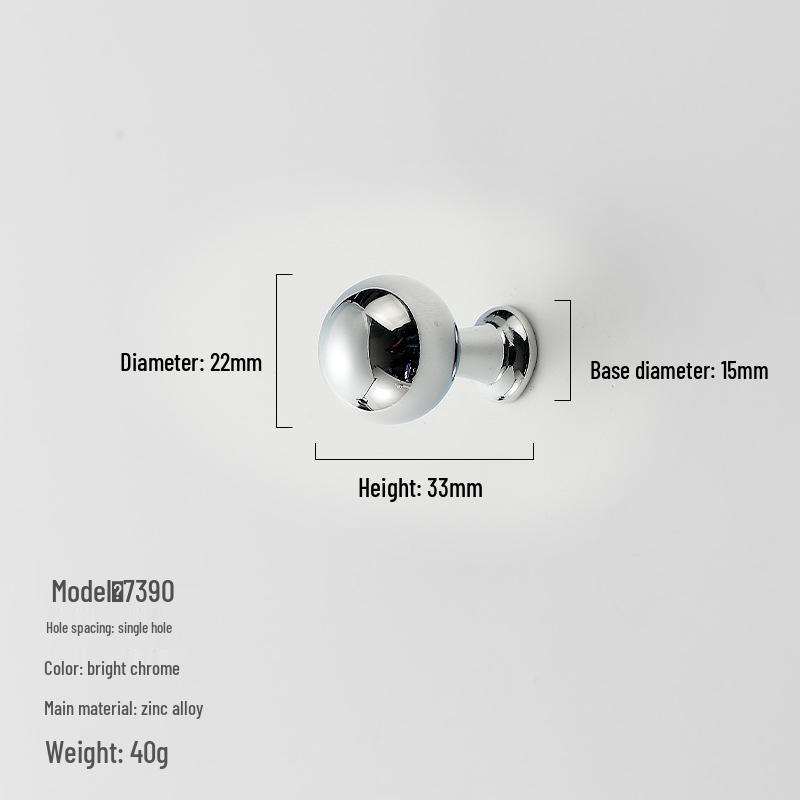 American Minimalist Zinc Alloy Single Hole Handle for Drawer, Shoe Cabinet, Wardrobe - Bright Silver/Gold Finish