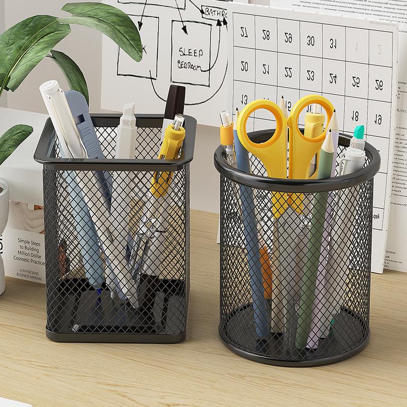 Behälter Schreibtisch-Organizer Behälter Schwarz Schreibtisch Metall Stifthalter Netz Stiftebecher Stifteetui