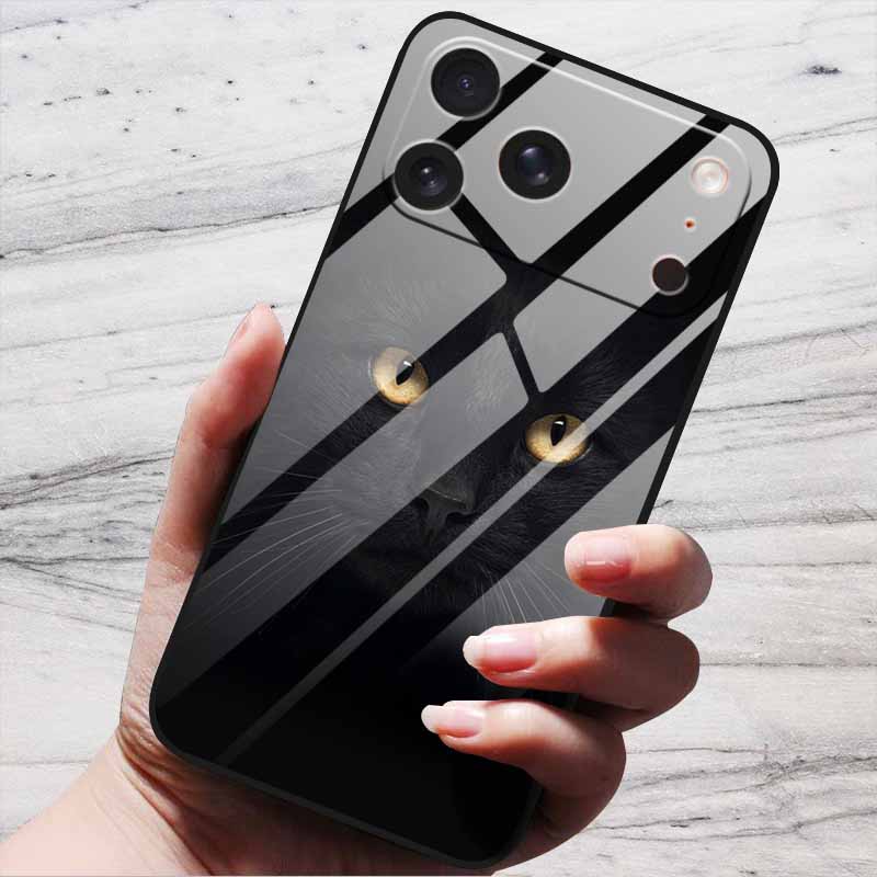 Cute Case For iPhone 17 Pro Plus Capa 17 Pro Max Bumper Luxury Tempered Glass Hard Back Cover iPhone17 Air Funda Animal Patterns
