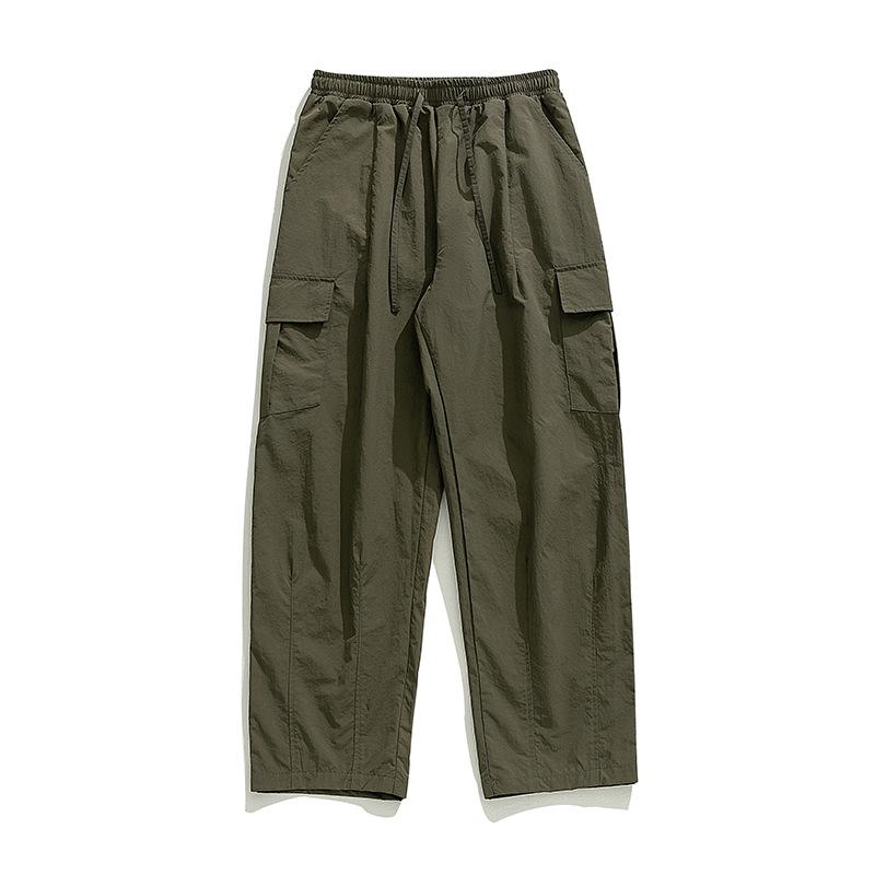 Anti-splashing texture slightly wrinkled fabric tooling casual pants spring new loose three-dimensional sticker mountain outdoor trousers q