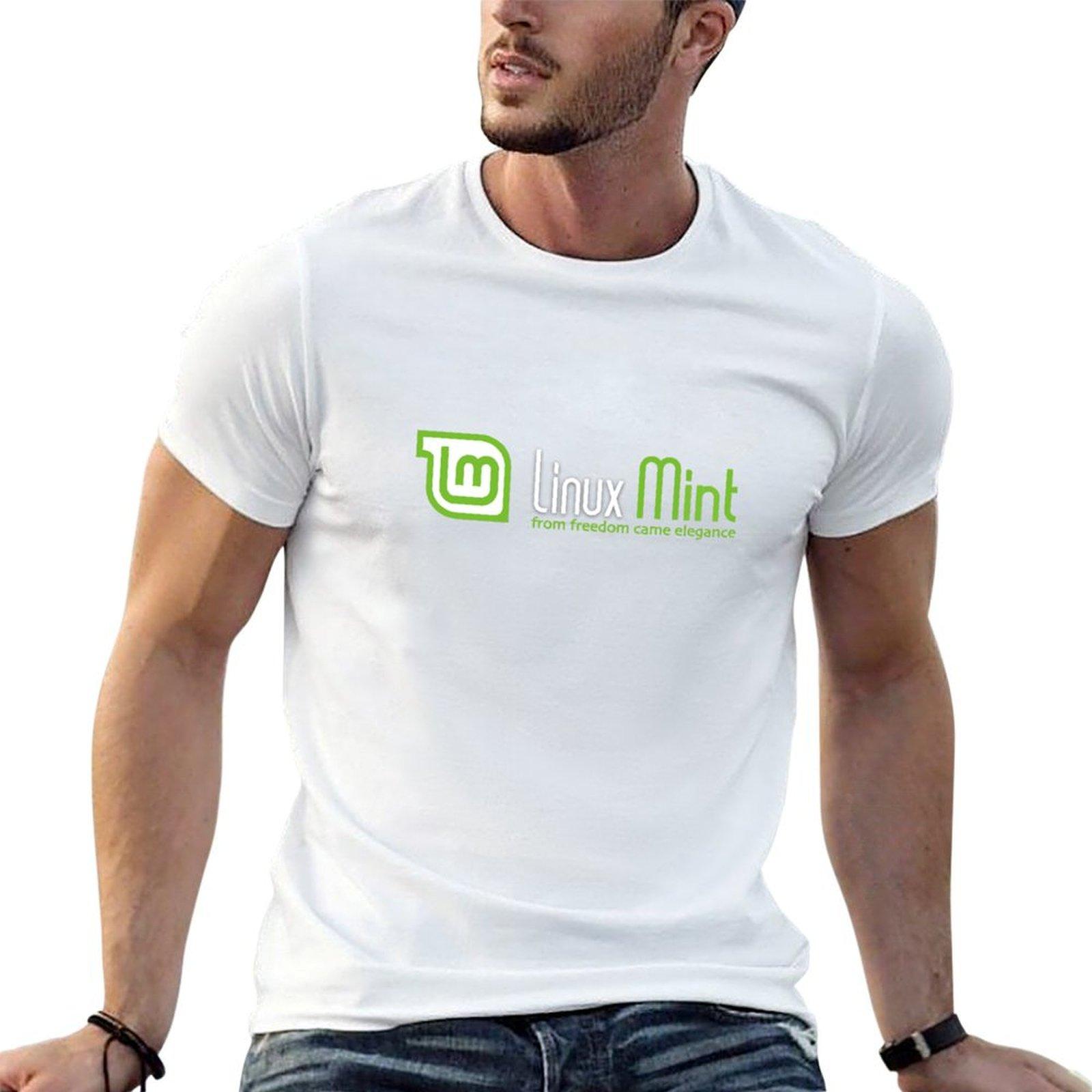 

Linux Mint T-Shirt blacks baggy shirts tops mens t shirt graphic 4XL