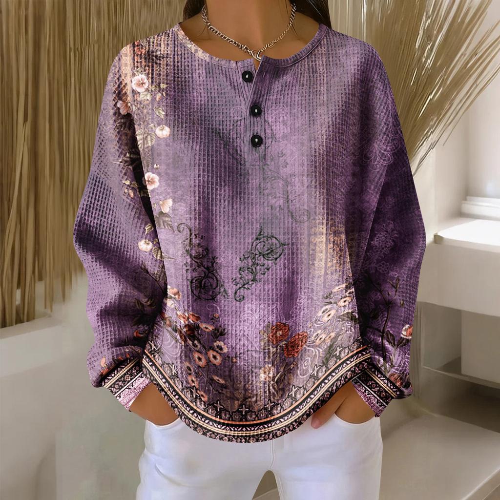 Women's Casual Shirts Long Sleeve Tops Button Up V Neck Loose Knit Fall Favorites For Women