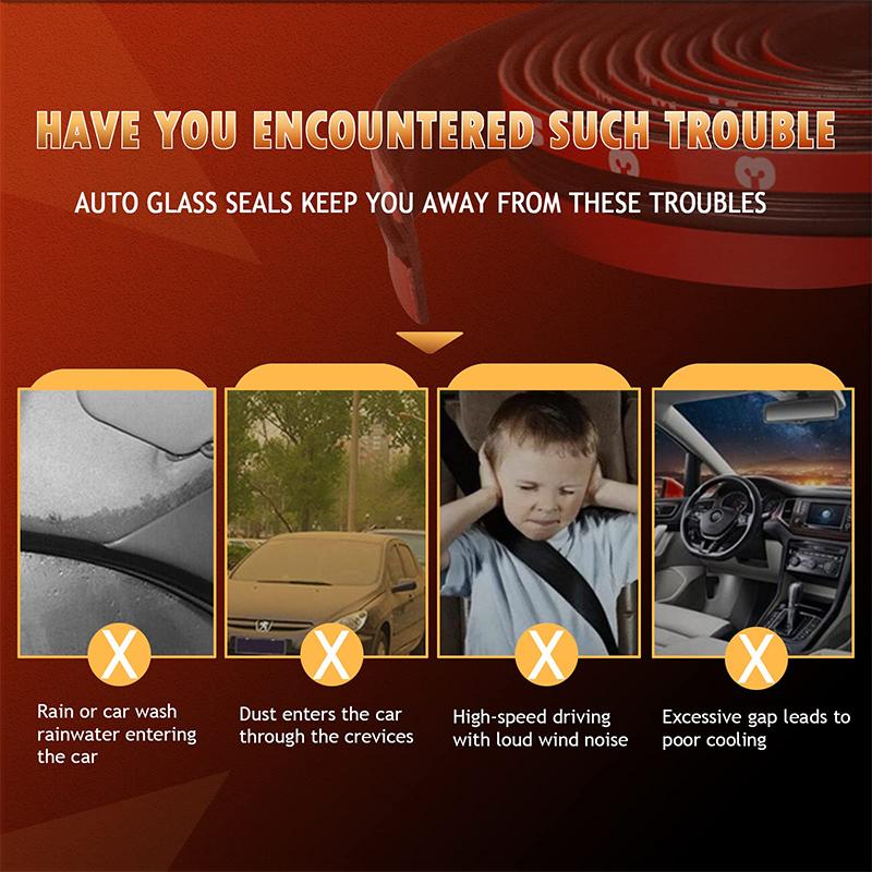 Window Edge Windshield Roof Rubber Sealing Strip Car Rubber Seal Strips Auto Seal Protector Sticker Noise Insulation Accessories