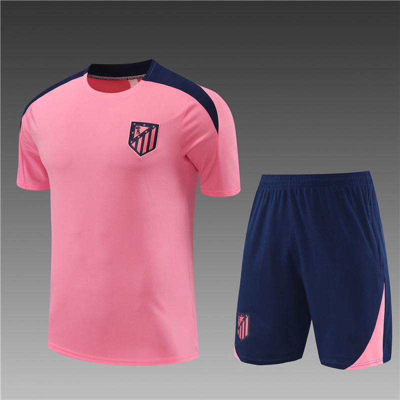 Atletico Madrid Football Suit, Long-Sleeved Half-Pull Warm-Up Before Autumn And Winter Games, Children'S Summer Short-Sleeved Training Suit