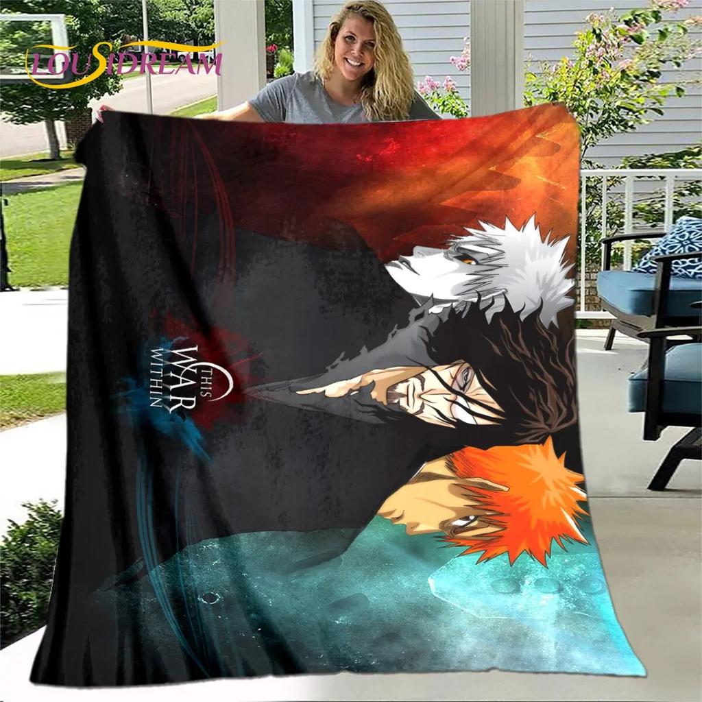 Bleach Japan Anime Cartoon Weiche Plüschdecke, Flanelldecke, Überwurf, Decke für Wohnzimmer, Schlafzimmer, Bett, Sofa, Picknick, Abdeckung für Kinder