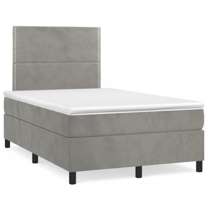 3142953 vidaXL Divan Bed and Mattress Light Grey 120x200cm Velvet