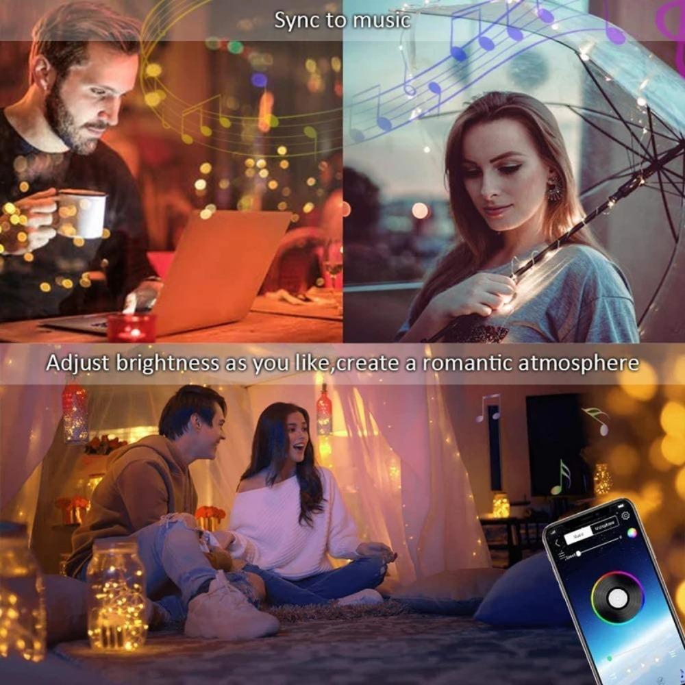 5M/10M/20M Smart RGB Fairy String Light APP Bluetooth Control Waterproof USB Copper Wire Lights 16 Colors New Year Decoration