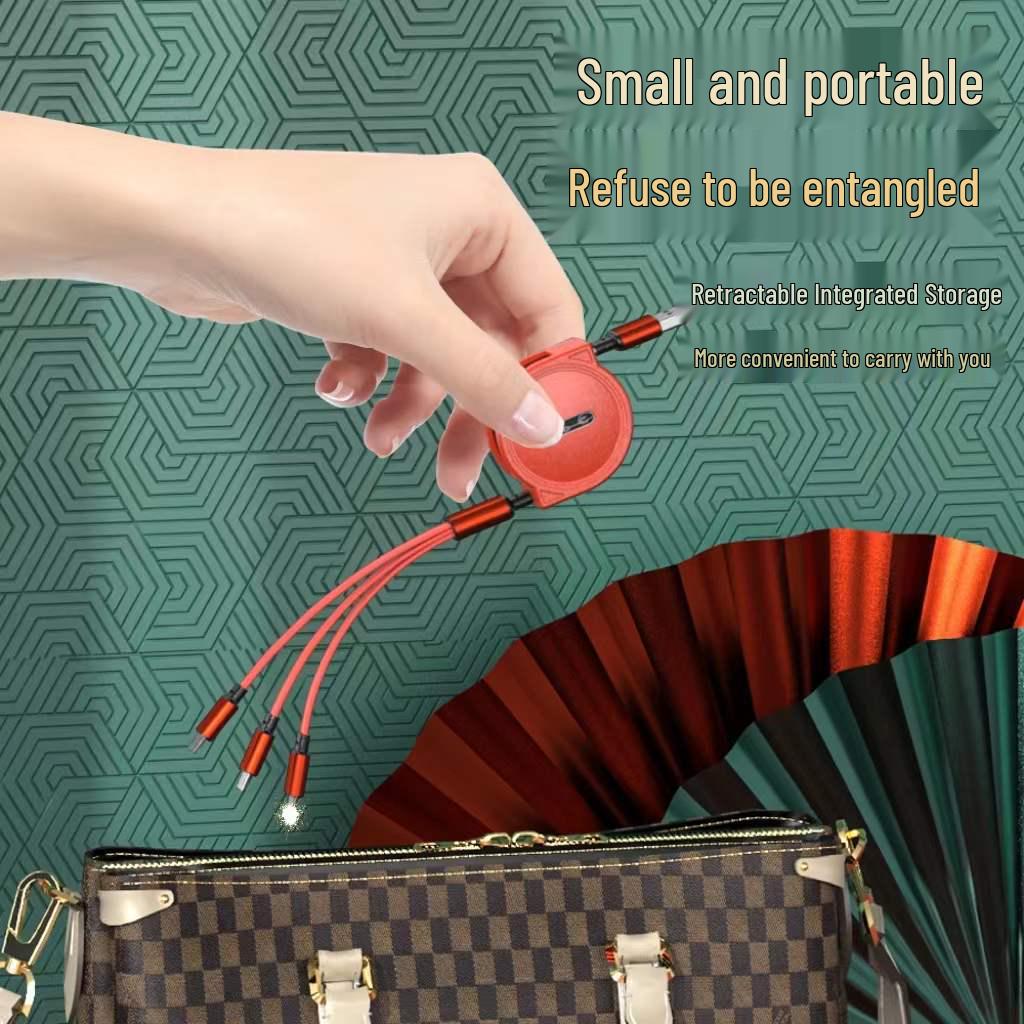 Retractable Macaron 3-in-1 Fast Charging Cable with Custom Logo