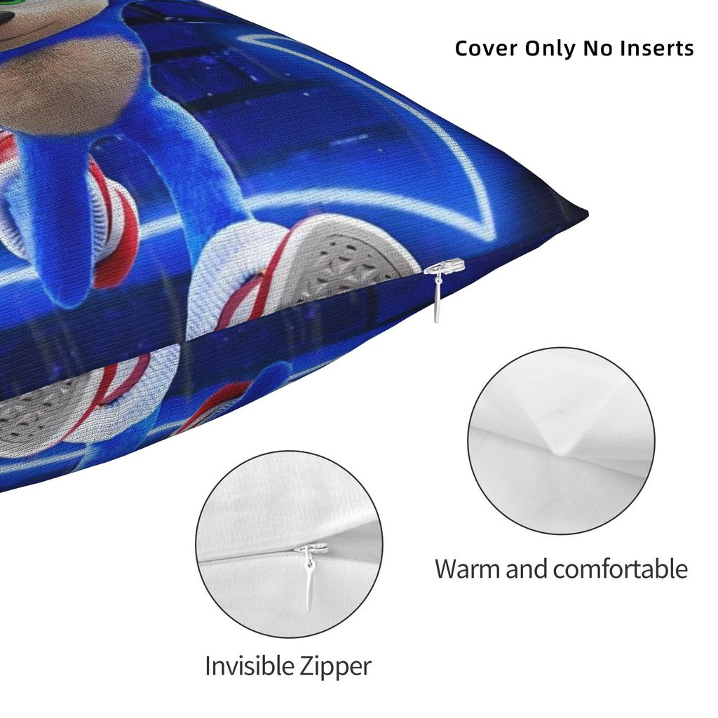 Decorative Pillow Covers Cartoon S-Sonic Merch Home  Pillow Case Cover Zippered Multiple Sizes