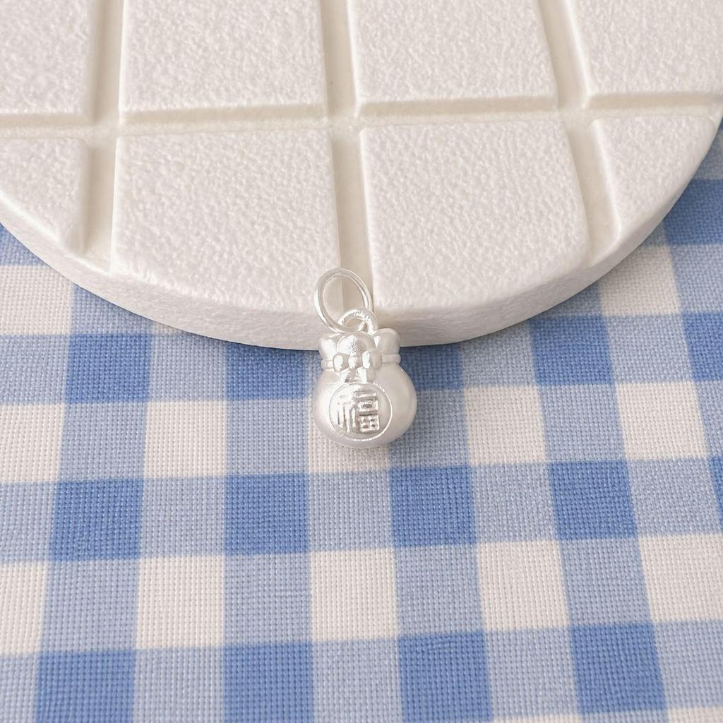 Sterling Silver 'Fu' Money Bag Pendant for Wealth & Luck - Bead for DIY Bracelets