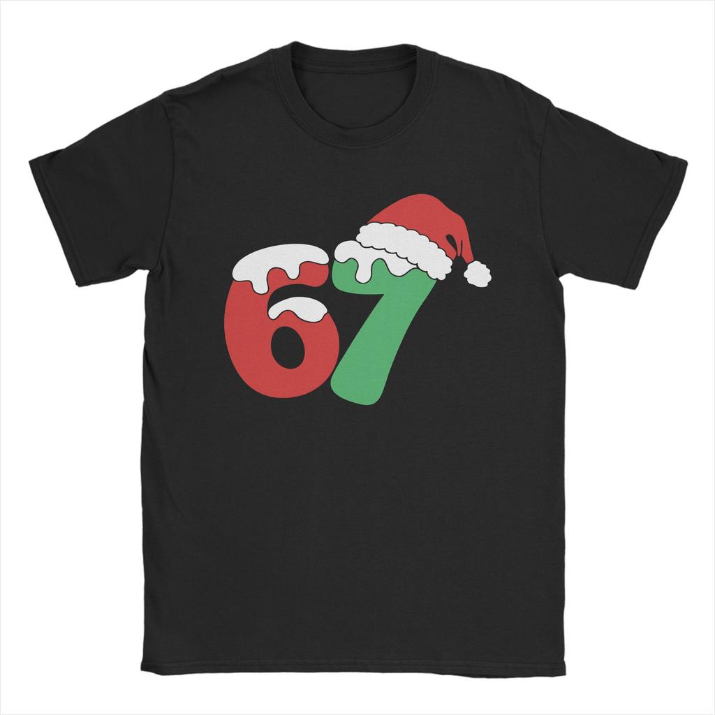 67 Christmas Funny Six Seven Meme T Shirts for Men Cotton Funny TShirt Round Neck Tee Shirt Short Sleeve Tops Graphic Printed