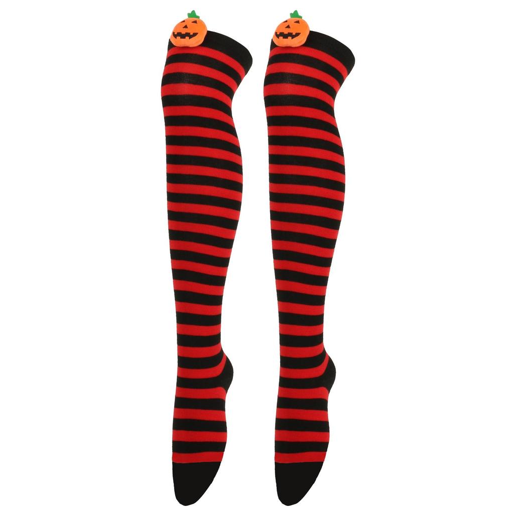 Women's Halloween Devil Over-the-Knee Cosplay Socks: European and American Striped Long Socks