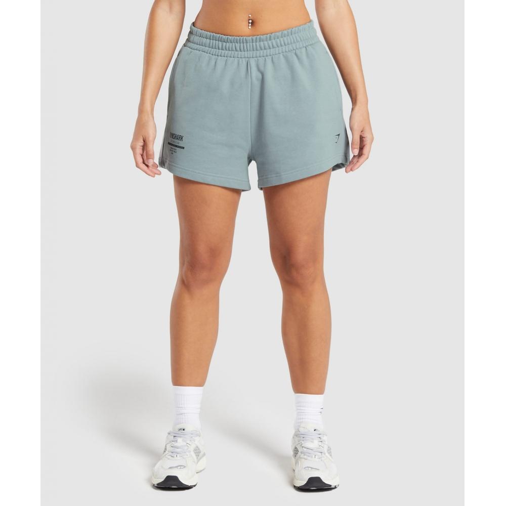 

GYMSHARK Care Label Graphic Brushed Shorts Denim Grey B2B1K GCQS XXL