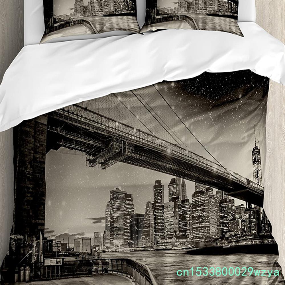 New York Sketch City Bettbezug Bett Bettwäsche Set Für Doppelbett Heimtextil Bettdeckenbezug Kissenbezüge Schlafzimmer Bettwäsche Set (Kein Blatt)