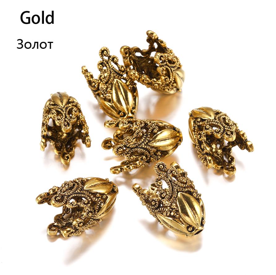 4Style 2Pcs/Lot Alloy Hollow Flower Beads Caps End Cap Connectors for DIY Earrings Jewelry Findings Making Component Accessroies