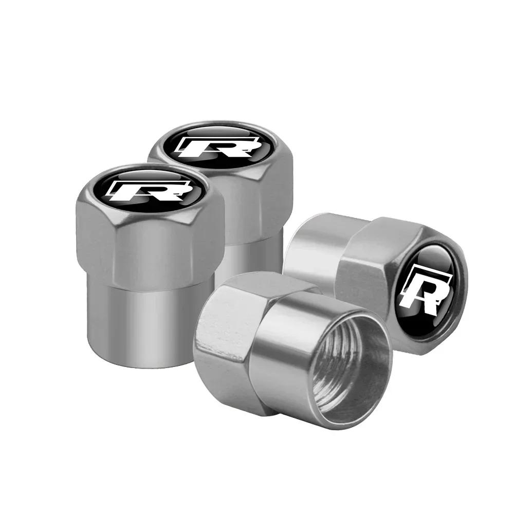 T23-For Volkswagen VW GTI R Golf 5 7 6 4 Polo Tiguan Passat Jetta Lavida Car Styling 3D Metal Wheel Tire Valve Stem Caps Accessories