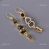 Natural Smoky Quartz Gold Plated Trendy Dangling Electroformed Earrings Jewelry V-115