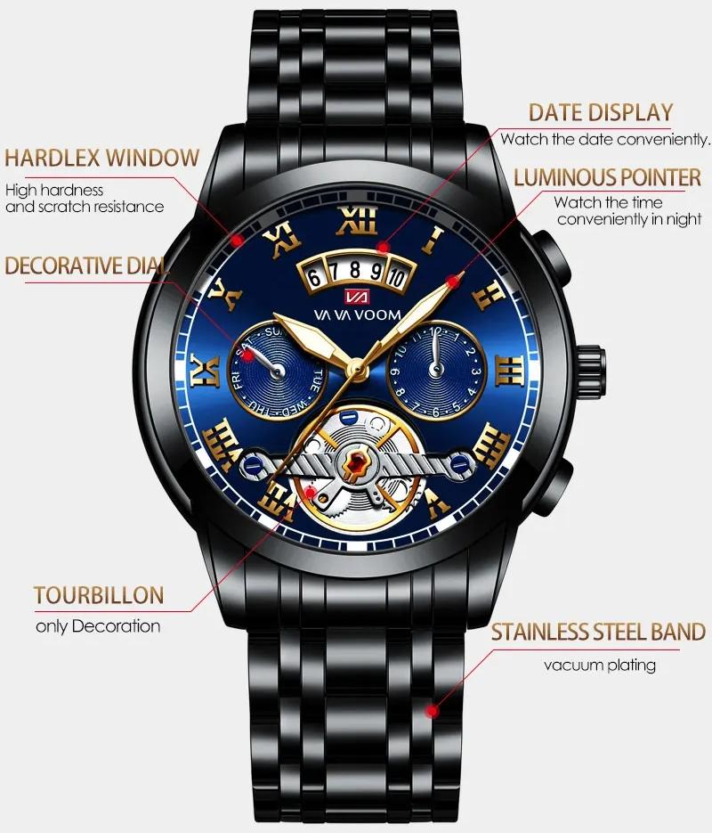 Mens Stainless Steel Luminous Clock Watch Casual 3Bar Waterproof Outdoor Sport Wristwatch