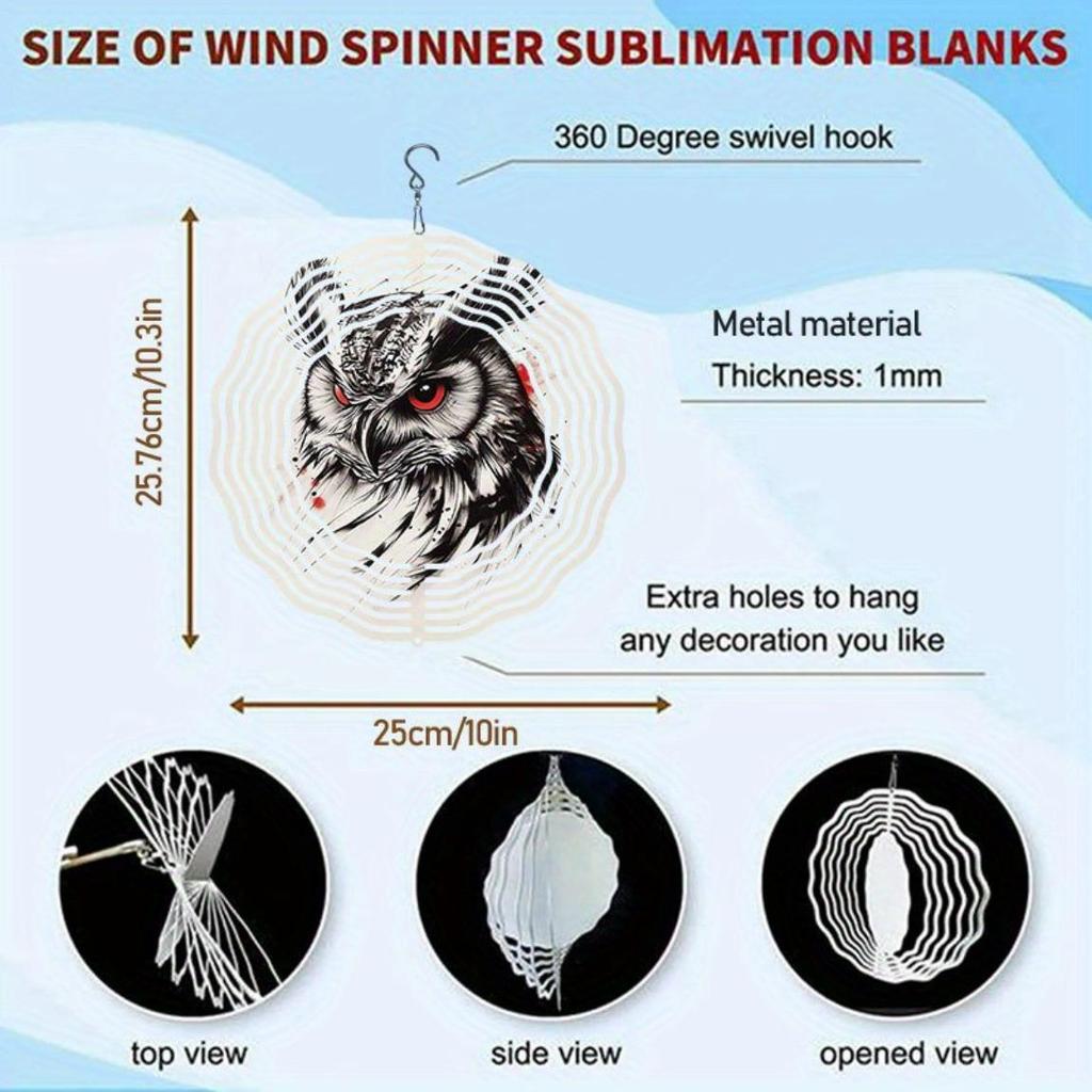 3D Eule Windspiel mit drehbarem Haken Skizzenkunst Design für Außengarten Hof Dekor Erntedankfest Weihnachtsfeiertagsdekoration