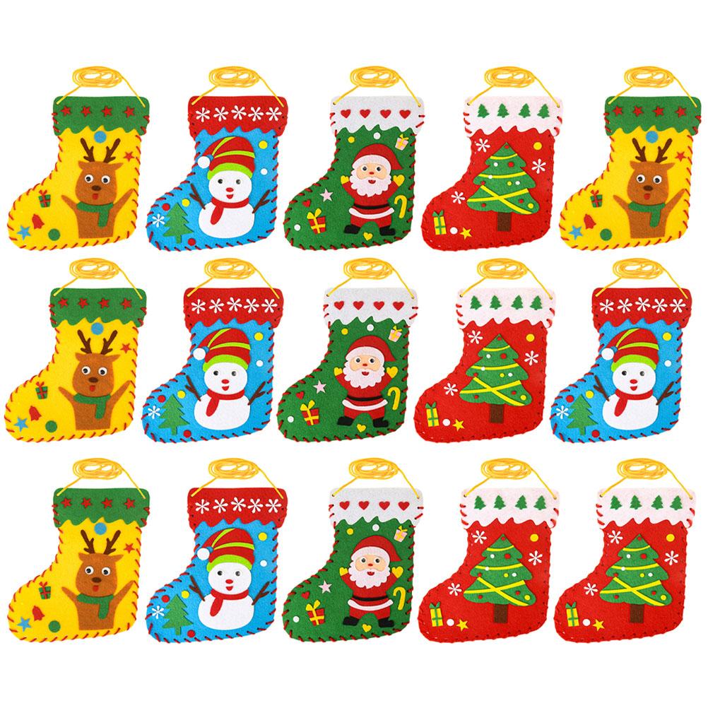 20 PCS Christmas Socks DIY Children's Handmade Non-woven Educational Toys Felt Sewing Kits Kids