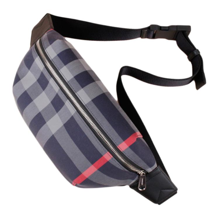 Burberry Sony Karomuster Reißverschluss Canvas Hüfttasche Medium Herren Hüfttasche Marineblau 80840611