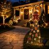 Outdoor Gingerbread Man Lights Solar Garden Light, Waterproof Yard Light with Warm Christmas Stakes Waterfall LED, Pathway Stake Lamp for Lawn