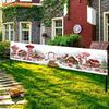 Winter Christmas Fence Banner, Gingerbread House & Candy Pattern, Polyester Outdoor Lawn Wall Festival Decoration