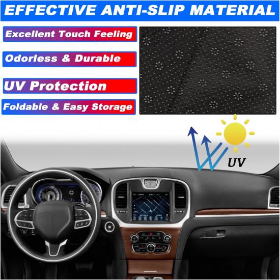 Dashboard Mat Cover Pad - Compatible with Chrysler 300 300C Sedan 2011- |  Fit Dash Mat | Anti-Glare & UV Dash Protector | Interior Dashboard