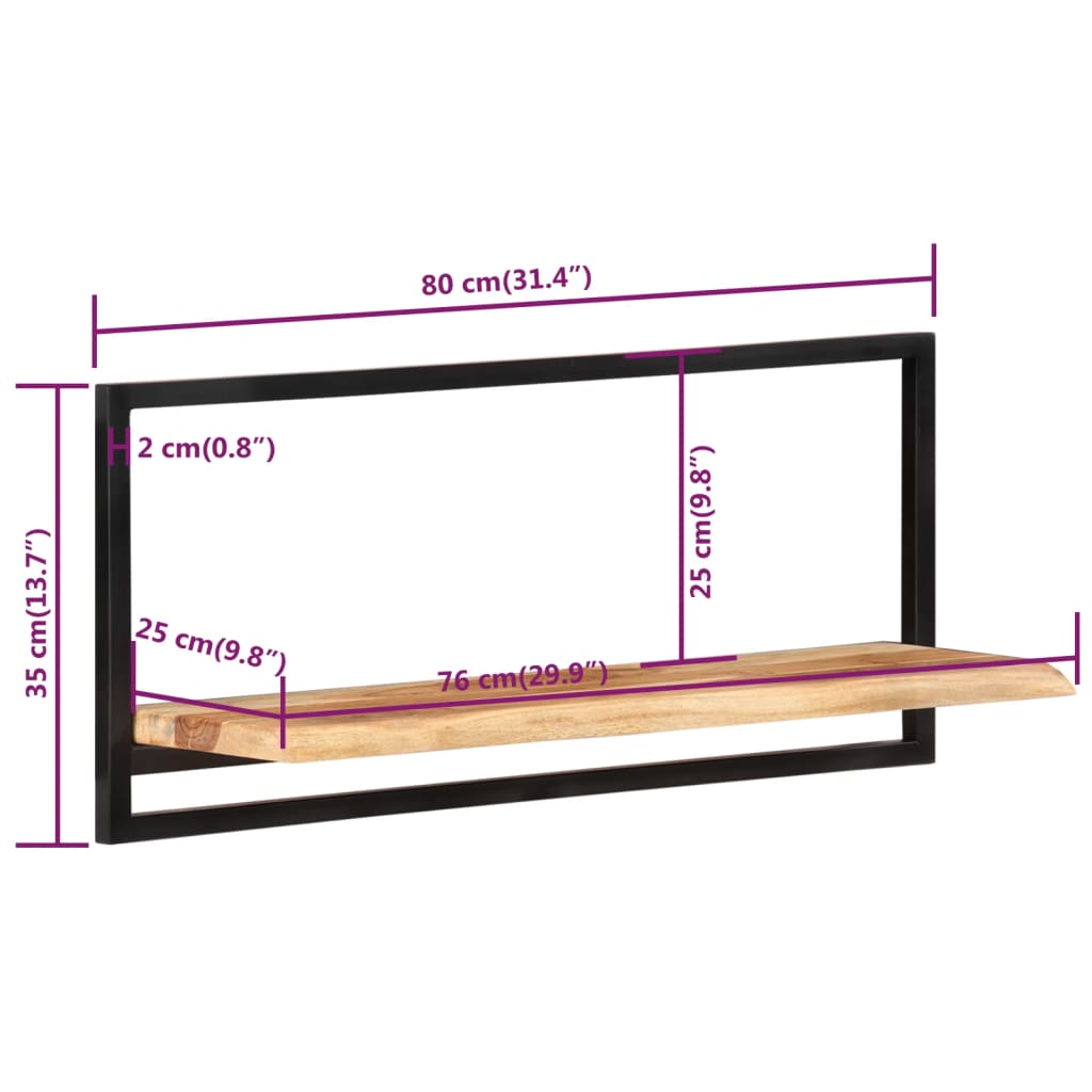 Wall Shelves 2 pcs. 80 x 25 x 35 cm Solid Acacia Wood and Steel
