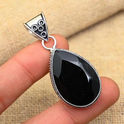Gorgeous Black Spinel Gemstone Handmade 925 Sterling Sliver Jewelry Pendant For Women