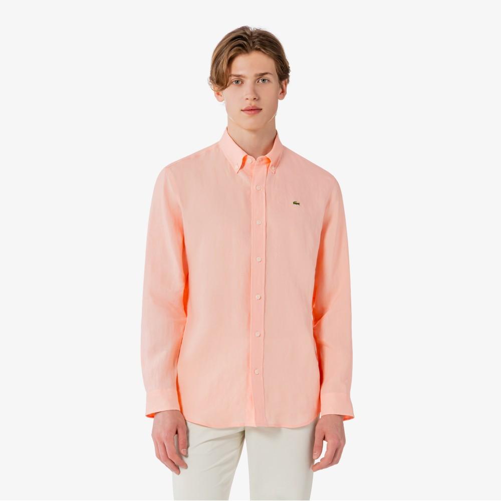 Lacoste Men's Solid Linen Shirt CH769E-56GUI2