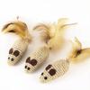 2Pcs Rope Mouse Cat Toys Rat Shape Cat Chew Toy with Feather Tail Interactive Kitten Kicker Toys Stimulate Hunting Instincts for Indoor Cats