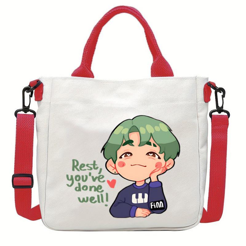 Felix Kpop Band Super Star Printed Crossbody Bag Casual Canvas Shoulder Bags