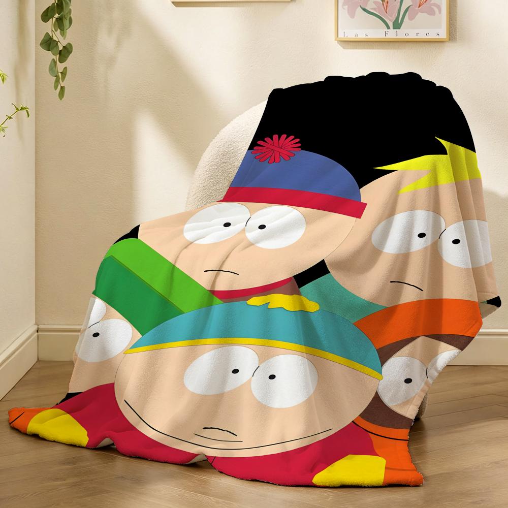 S-South Cartoon Park Throw Lightweight 240g Flannel Blanket Soft Skin-friendly for Summer Cooling
