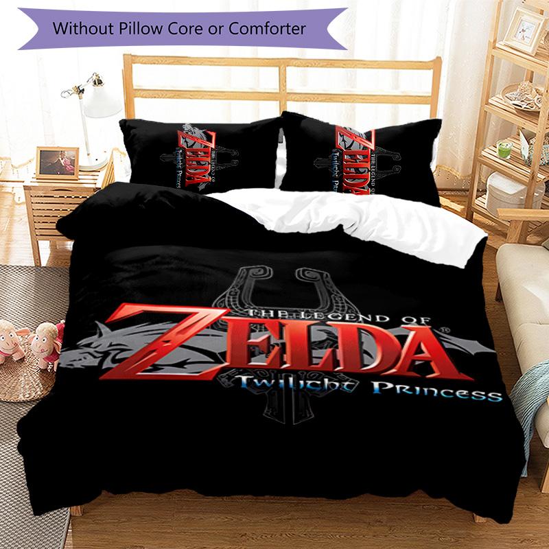 3pcs Cartoon Z-Zeldas pattern bedding set duvet cover set includes duvet cover &pillowcases, perfect all season bedroom decoration & gift