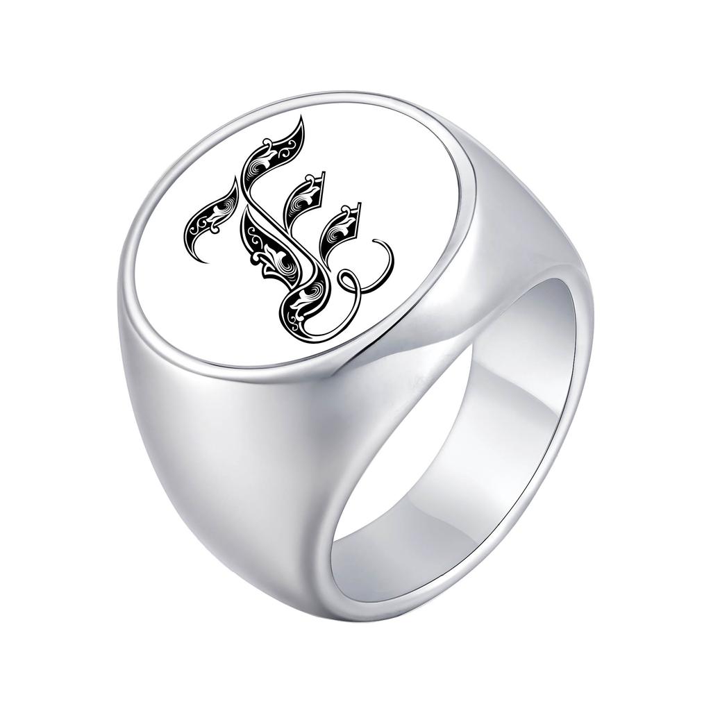 Vnox Personalized Retro Initials Signet Ring for Men, 20mm Wide Band Rings Stainless Steel Letters Custom Jewelry Gifts for Him