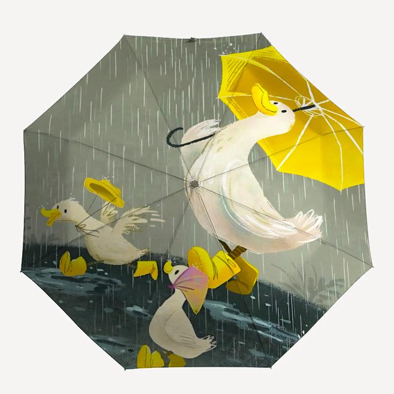 1pc Ducks Rainy Day One Umbrella  a Plastic Hle, Compact  Stylish, with a Vibrant Cartoon Pattern, Perfect  Home, Travel