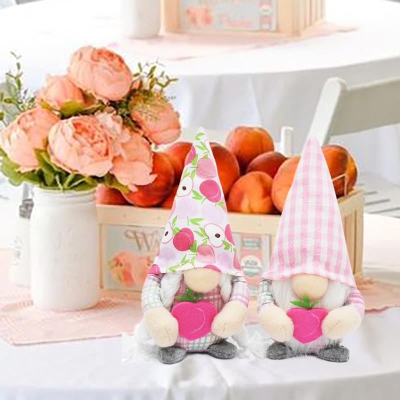 Peachs/Check Shaped Gnome Doll Lovely Holiday Decorations Festival Faceless Dwarfs Figurinees Rudolphs Ornament for Kids